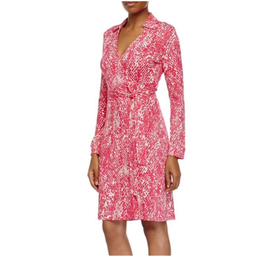 Diane Von Furstenberg Jeanne Wrap Dress 2 Xs Pink Ivory Career Church New